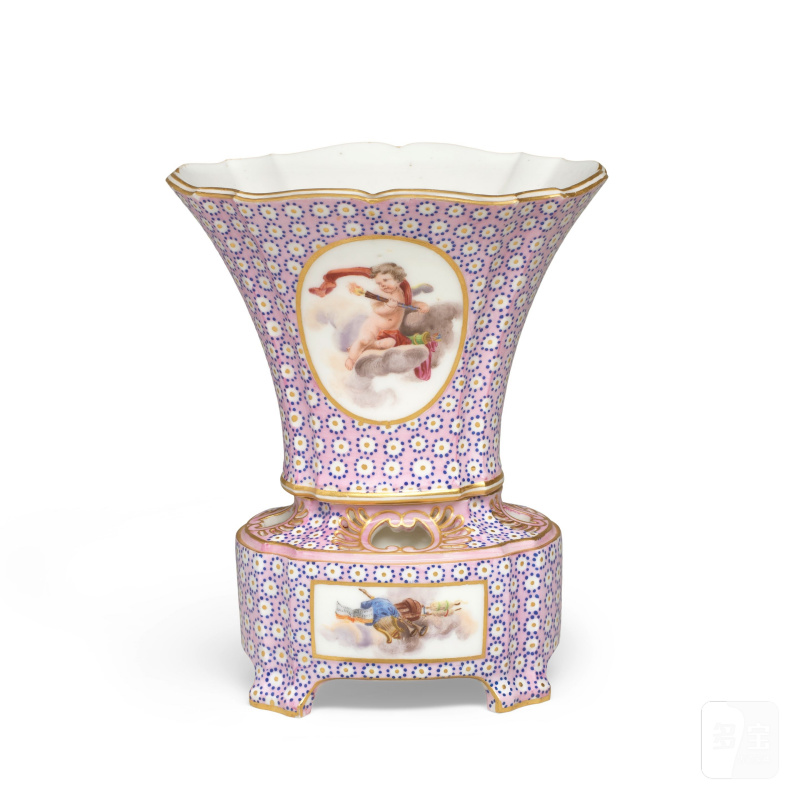 A Sèvres pale pink-ground bulb pot (vase hollandois), dated 1765